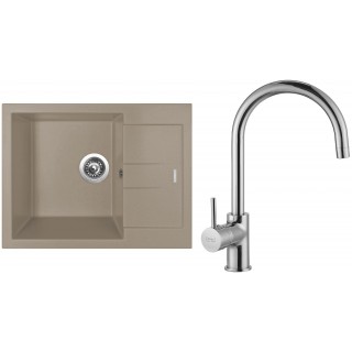 Set Sinks G11454 (dřez Amanda 650 Truffle 54 + baterie Vitalia Chrom - lesklý)