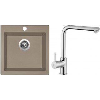 Set Sinks G654 (dřez Viva 455 Truffle 54 + baterie Elka Chrom - lesklý)