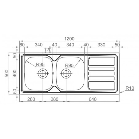 Kuchyňský dřez Sinks Okio 1200 Duo V 0,6 mm, leštěný