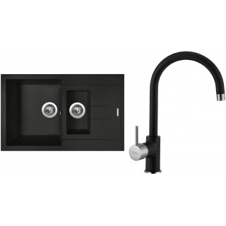 Set Sinks G15974 (dřez Amanda 780.1 Metalblack 74 + baterie Vitalia Metalblack 74)
