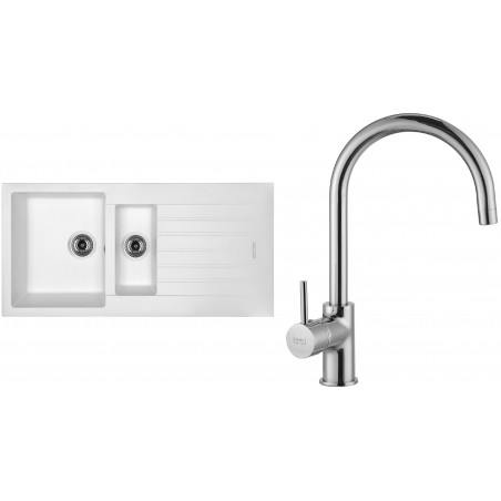 Set Sinks (dřez Perfecto 1000.1 Milk 28 + baterie Vitalia Chrom - lesklý)