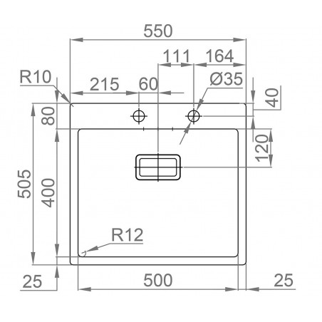 Kuchyňský dřez Sinks Boxer 550 FI 1,2 mm