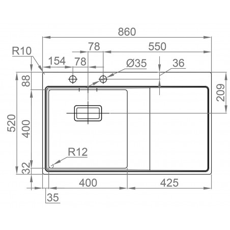 Kuchyňský dřez Sinks Xeron 860, levý, 1,2 mm