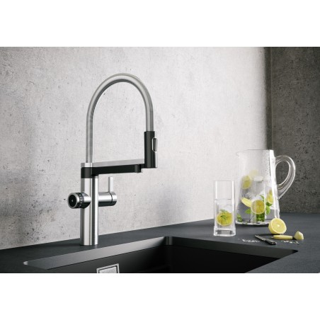 Kuchyňská baterie Blanco Evol-S Pro PVD Steel, vč. filtrační sady