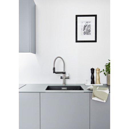 Kuchyňská baterie Blanco Evol-S Pro PVD Steel, vč. filtrační sady