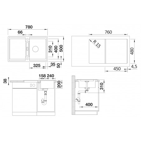 Kuchyňský dřez Blanco Adira 45 S Černá, s mřížkou