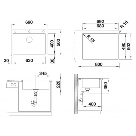 Kuchyňský dřez Blanco Pleon 8-F Bílá soft