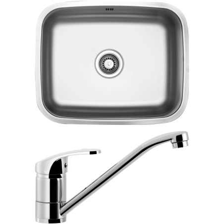 Set Sinks (dřez Neptun 526 V 0,6 mm, matný + baterie Pronto Chrom)