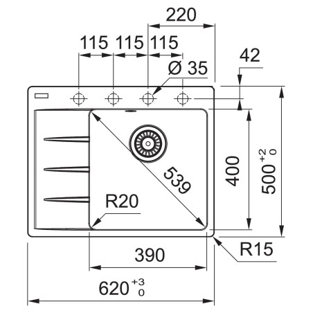 Kuchyňský dřez Franke Centro CNG 611-62 TL/7 Šedá břidlice