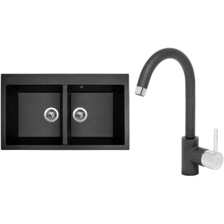 Set Sinks (dřez Amanda 860 DUO Metalblack 74 + baterie Mix 35 Metalblack 74)