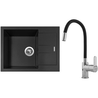 Set Sinks G11326 (dřez Amanda 650 Pureblack 26 + baterie Flexia lesklá)