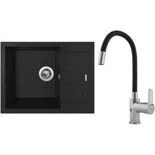 Set Sinks G11330 (dřez Amanda 650 Granblack 30 + baterie Flexia lesklá)