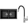 Set Sinks G16574 (dřez Amanda 860 DUO Metalblack 74 + baterie Flexia lesklá)