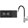 Set Sinks G16974 (dřez Perfecto 1160 DUO Metalblack 74 + baterie Flexia lesklá)