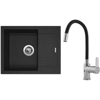 Set Sinks G1730 (dřez Linea 600 Granblack 30 + baterie Flexia lesklá)