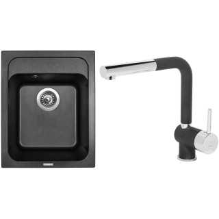 Set Sinks G8474 (dřez Classic 400 Metalblack 74 + baterie Mix 3 P Metalblack 74)