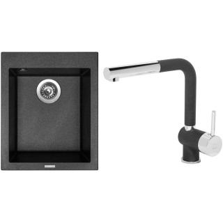 Set Sinks G8874 (dřez Cube 410 Metalblack 74 + baterie Mix 3 P Metalblack 74)