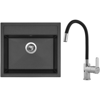 Set Sinks G8926 (dřez Solo 560 Pureblack 26 + baterie Flexia lesklá)