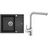Set Sinks G1874XC (dřez Linea 600 XC Metalblack 74 + baterie Elka Chrom - lesklý)