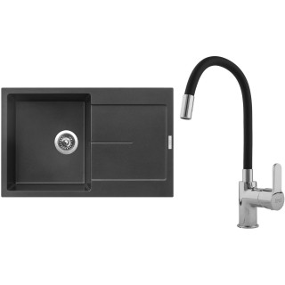 Set Sinks G11774 (dřez Ultima 790 Metalblack 74 + baterie Flexia lesklá)
