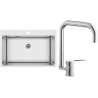 Set Sinks N105 (dřez Blocker 760 V 1mm, kartáčovaný + baterie Cornia Chrom - lesklý)