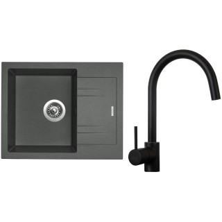 Set Sinks G1572 (dřez Linea 600 Titanium 72 + baterie Vitalia Černá matná)