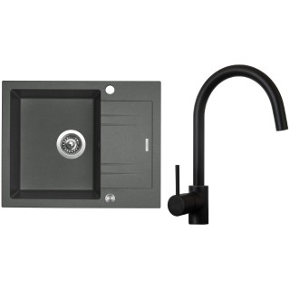 Set Sinks G1572XC (dřez Linea 600 XC Titanium 72 + baterie Vitalia Černá matná)