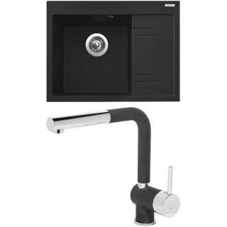 Set Sinks G2874 (dřez Rim 650 L Metalblack 74 levý + baterie Mix 3 P Metalblack 74)