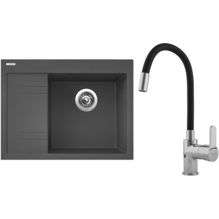 Set Sinks G3372 (dřez Rim 650 P Titanium 72 pravý + baterie Flexia lesklá)