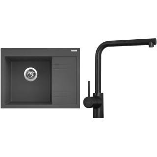 Set Sinks G2772 (dřez Rim 650 L Titanium 72 levý + baterie Elka Černá matná)