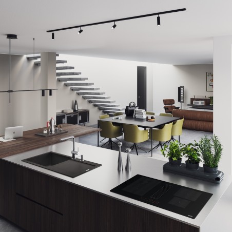 Odsavač par s indukční deskou Franke Maris 2Gether Minimal Black FMA 8381R HI Černé sklo, pro recirkulaci