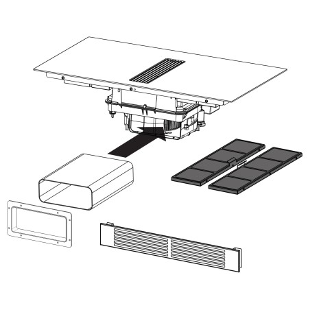 Odsavač par s indukční deskou Franke Smart 2Gether Black Lines FSM 7081R HI Černé sklo, pro recirkulaci