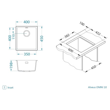 Kuchyňský dřez Alveus Omni 10 Black Edition Deep Black 90