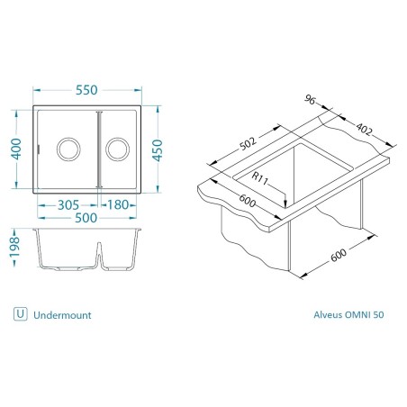 Kuchyňský dřez Alveus Omni 50 Beige 55
