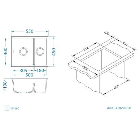 Kuchyňský dřez Alveus Omni 50 Beton 81