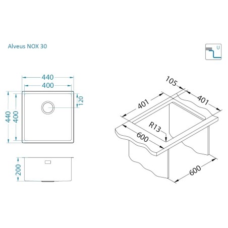 Kuchyňský dřez Alveus Nox 30