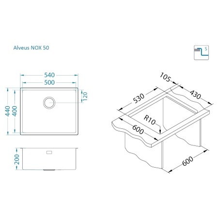 Kuchyňský dřez Alveus Nox 50