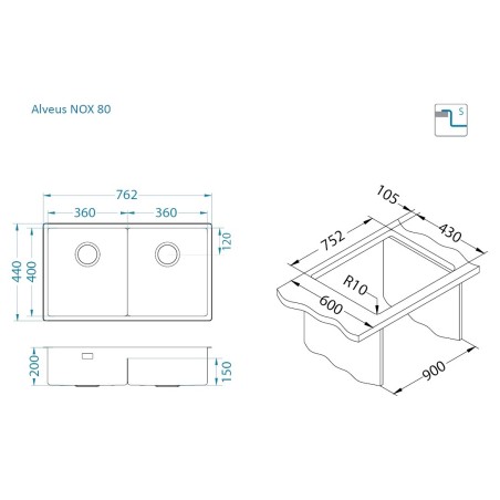 Kuchyňský dřez Alveus Nox 80