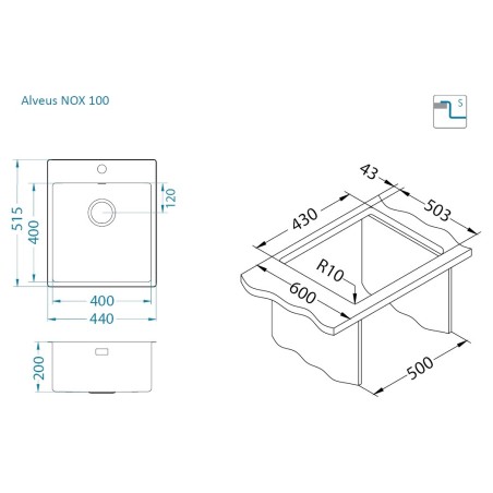 Kuchyňský dřez Alveus Nox 100