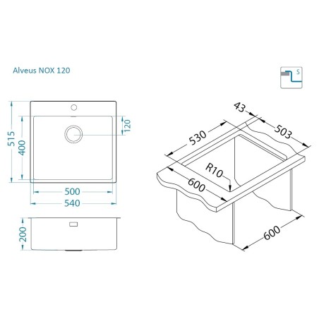 Kuchyňský dřez Alveus Nox 120