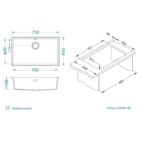 Kuchyňský dřez Alveus Omni 40 Beige 55