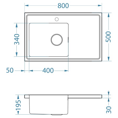 Kuchyňský dřez Alveus Luxal 10 levý, zvednutý lem