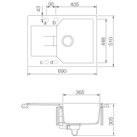 Kuchyňský dřez Schock Manhattan D-100S Croma, spodní montáž