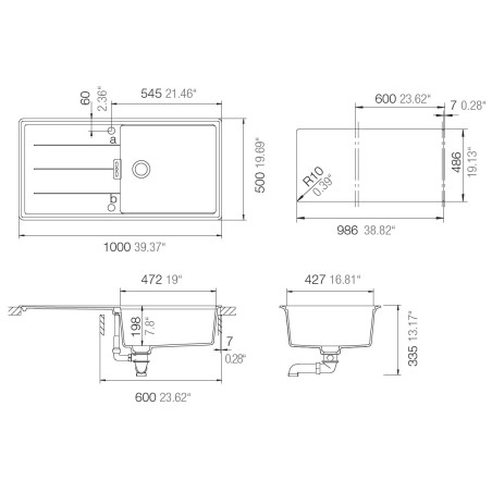 Kuchyňský dřez Schock Tia D-100L Magma, spodní montáž