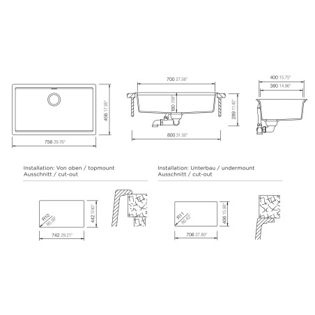 Kuchyňský dřez Schock Kiruna N-100XL Night, horní montáž