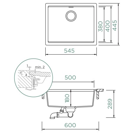 Kuchyňský dřez Schock Kiruna N-100L Dusk, montáž do roviny