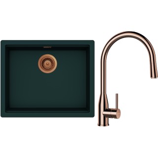 Set Schock S28-9 (dřez Kiruna N-100L Ivy + baterie Kavus.120 Měď + komponenty Měď)