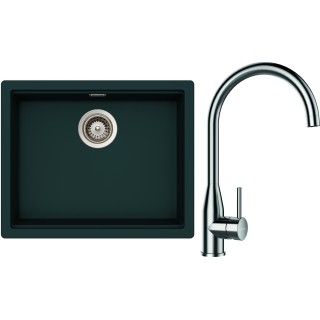 Set Schock S28-2 (dřez Kiruna N-100L Ivy + baterie Kavus Nerez + komponenty Nerez)