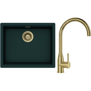 Set Schock S28-3 (dřez Kiruna N-100L Ivy + baterie Kavus White Gold + komponenty White Gold)