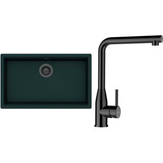 Set Schock S29-15 (dřez Kiruna N-100XL Ivy + baterie Keto Gunmetal + komponenty Gunmetal)